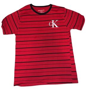 Calvin Klein Jeans Red Striped Short Sleeve Tee - Boy size 10/12